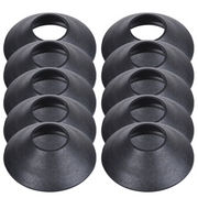 Ten black dome-shaped rain collars with central openings arranged in two columns.