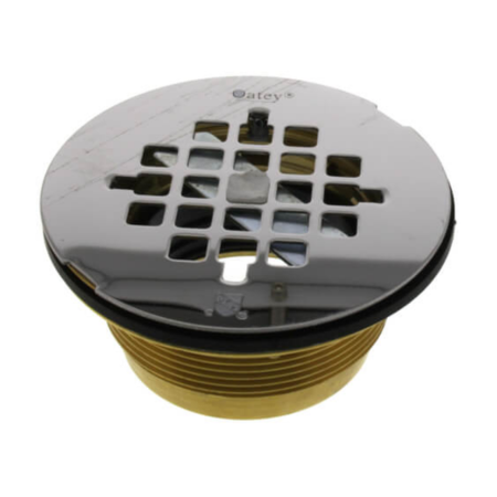 Oatey 2" Brass No-Calk Shower Drain with Stainless Strainer in Brass - 42150