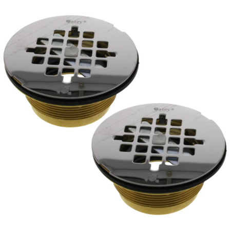 Oatey 2" Brass No-Calk Shower Drain with Stainless Strainer in Brass - 42150