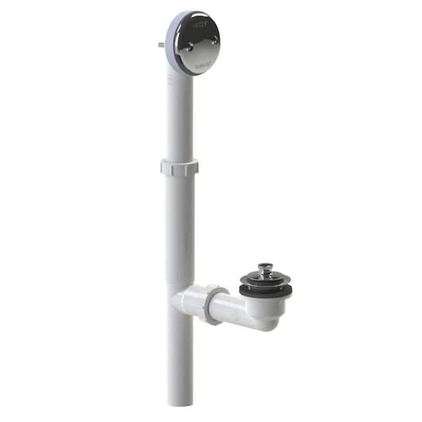Watco Series 500 Push Pull Bath Waste Kit for Tubs up to 16" - PVC Plastic Waste, Overflow, and Stopper in Chrome Brushed - 500-PP-PVC-CB