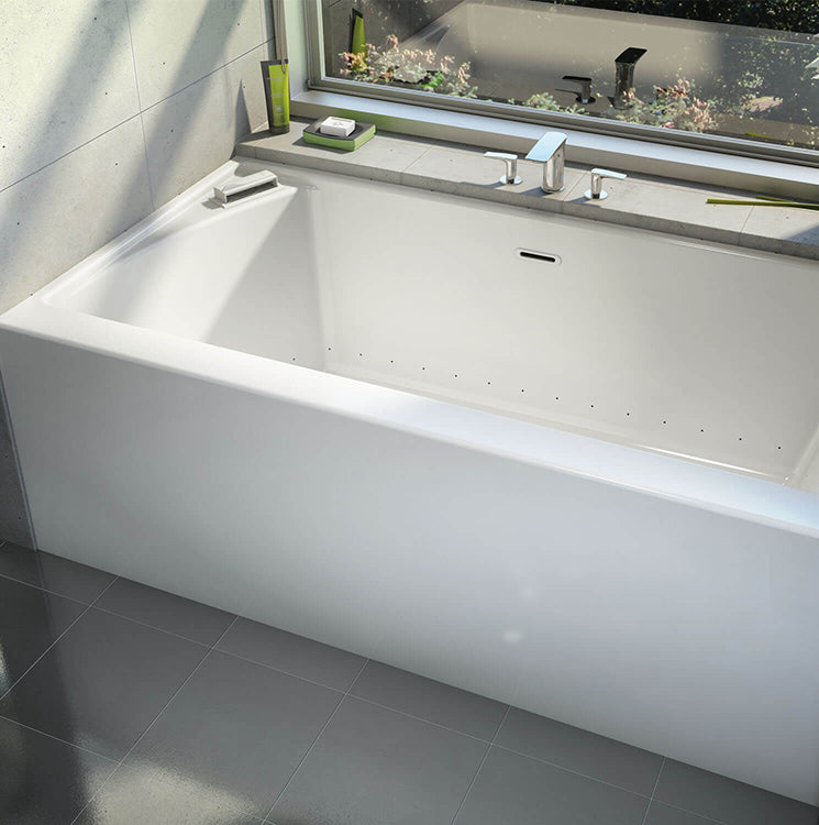 Bain Ultra Citti 6032 Rectangular Alcove 1-Person 50 Gallon 42 Jet Thermomassuer Bathtub with Citti Insert + 1-1/2" Standard Deck and Left Waste in White - BCIDRAJLT-01
