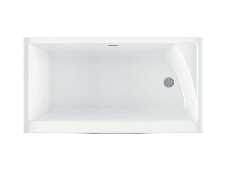 Bain Ultra Citti Trio 6032 Rectangular Alcove 1-Person 50 Gallon Soaker Bathtub with Citti Insert + 1-1/2" Standard and Deck Right Waste in White - BCTDRAJRN-01