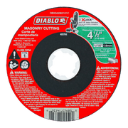 Red and black circular masonry cutting wheel with white center hole, 4-1/2 inch diameter, labeled Diablo Type 1.