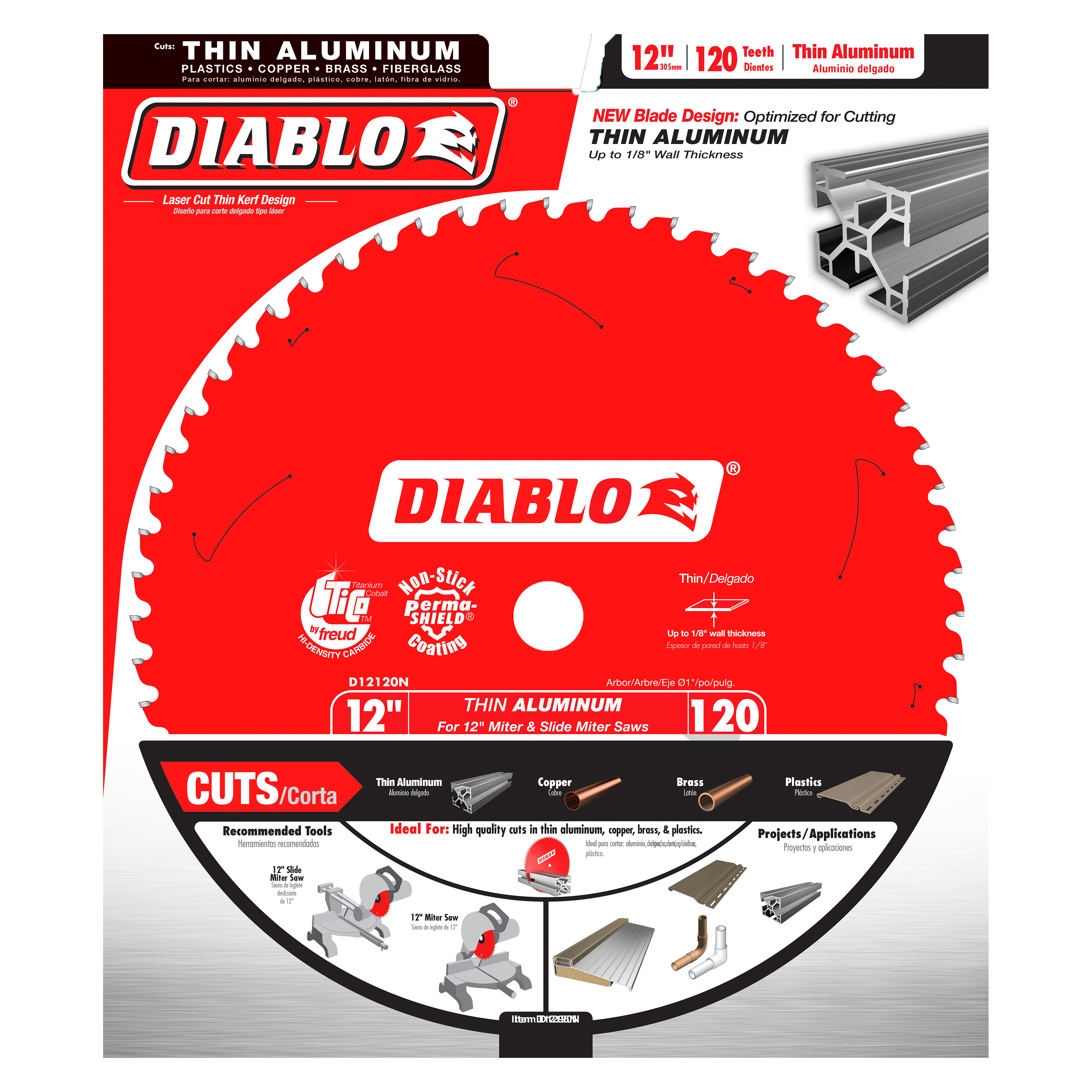 Diablo D12120N 12 in. x 120 Tooth Thin Aluminum Cutting Saw Blade