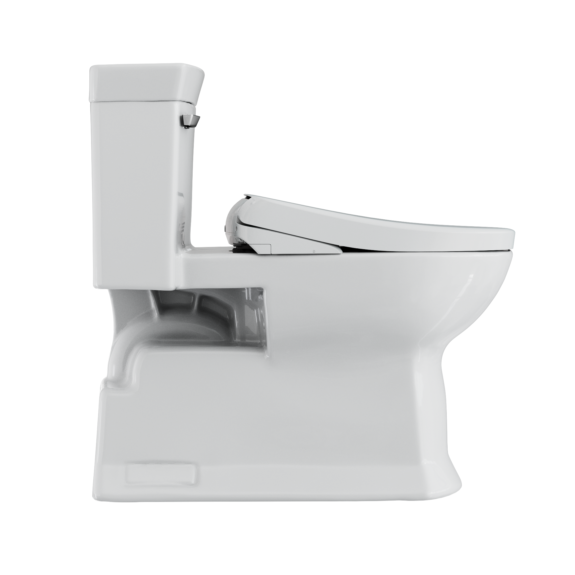 Toto Soiree One Piece Elongated Universal Height Toilet with CEFIONTECT 1.28 GPF with Contemporary Washlet+ Auto Flush S7A Bidet Seat in Cotton White