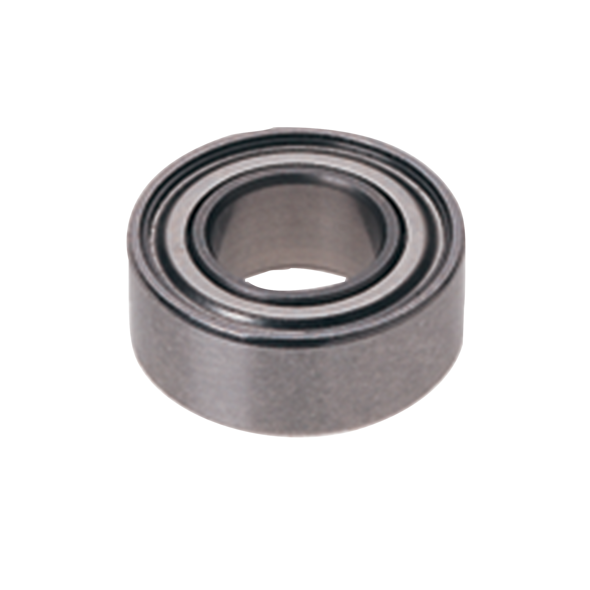 Metal ball bearing with grooved raceway and center hole, 1/2 inch diameter.