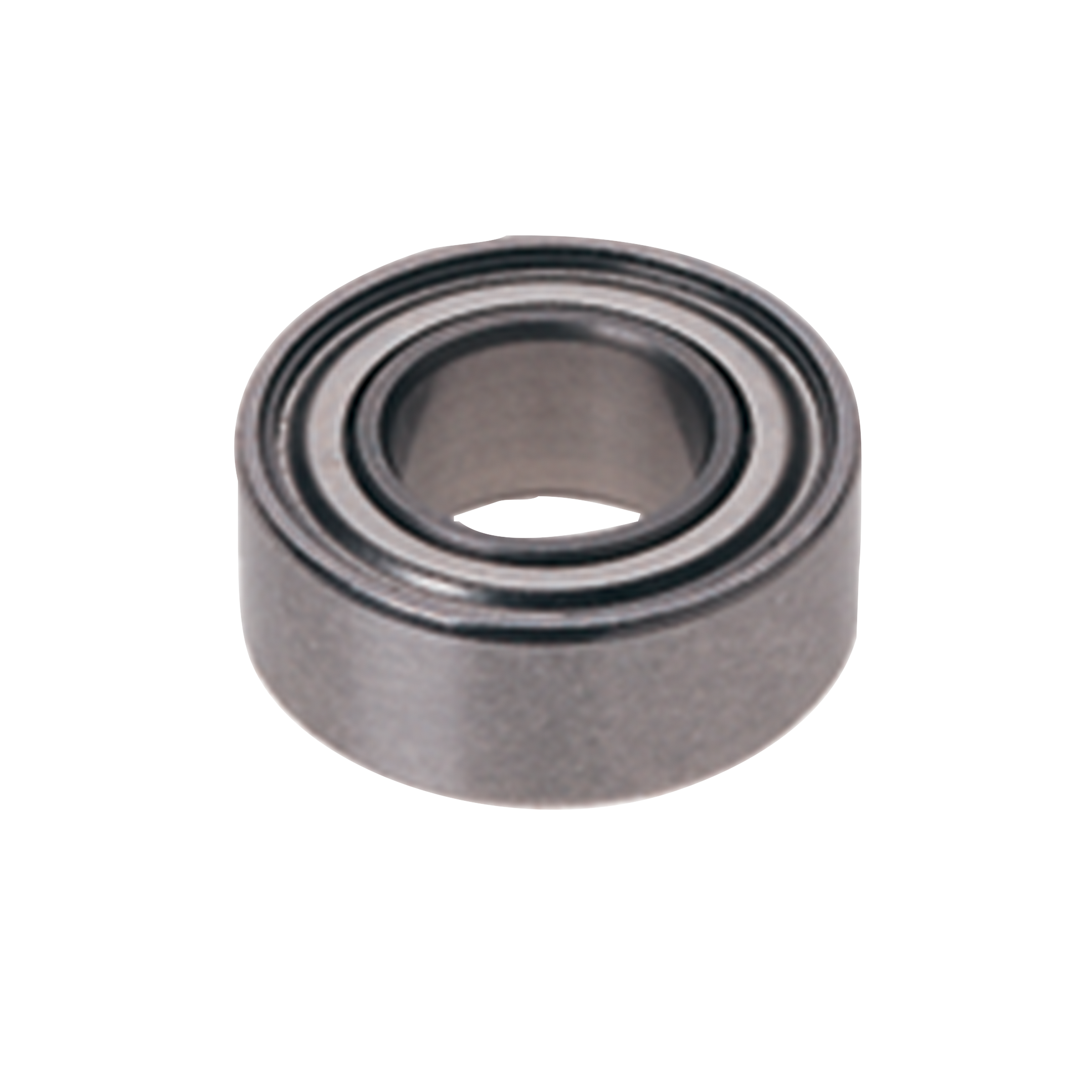 Metal ball bearing with grooved raceway and center hole, 1/2 inch diameter.