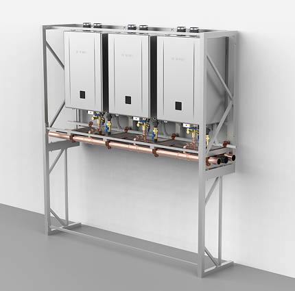 Noritz CRS Series Wall Hung, 3-Unit NG or LP CPC Compliant Tankless Water Heater System - CR61-WH-3-CA