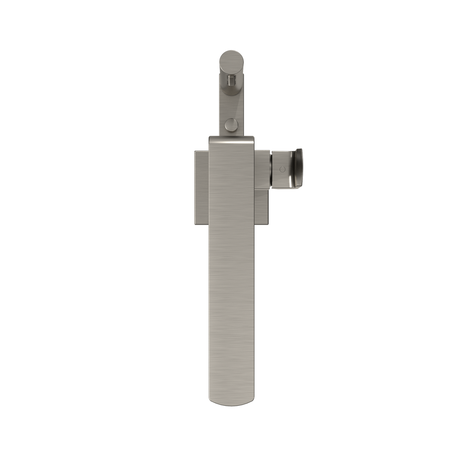 Brushed nickel freestanding tub filler faucet with single handle control and detachable handshower on side outlet.