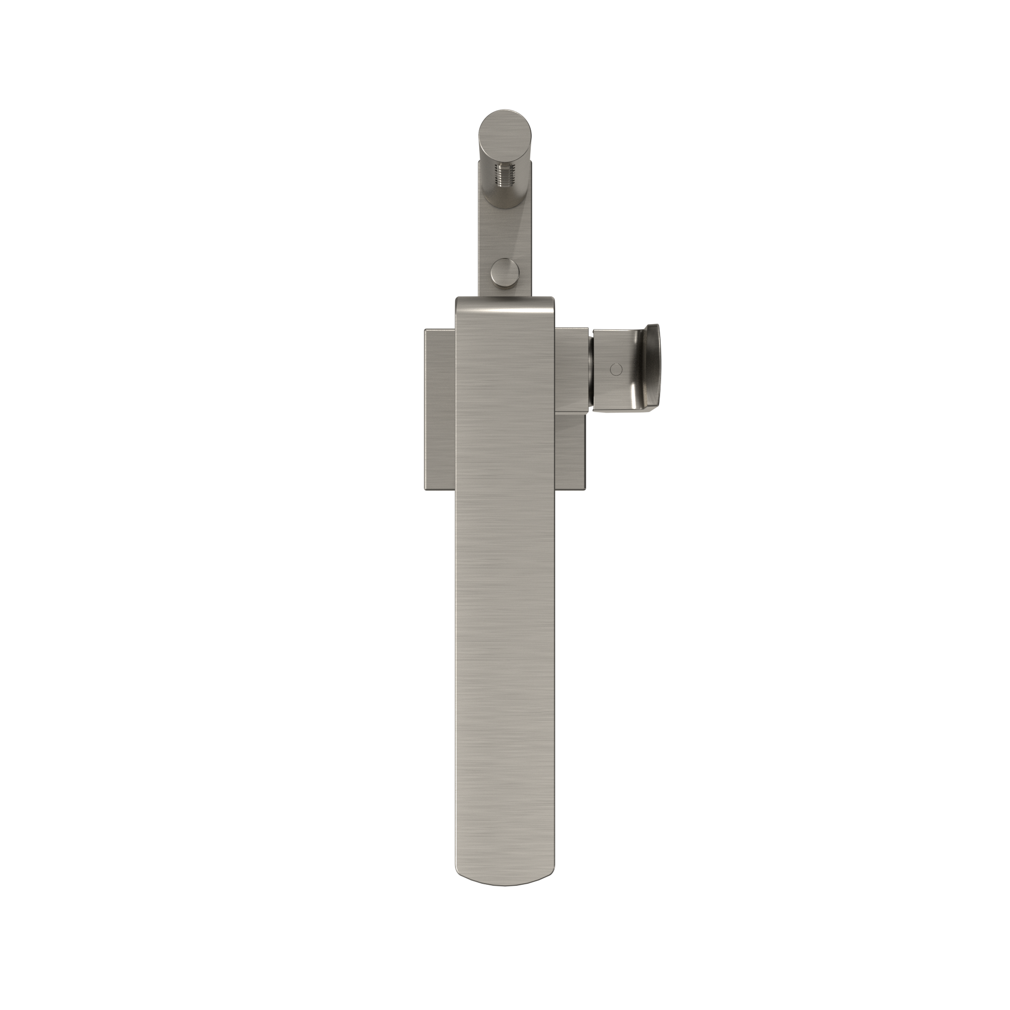 Brushed nickel freestanding tub filler faucet with single handle control and detachable handshower on side outlet.