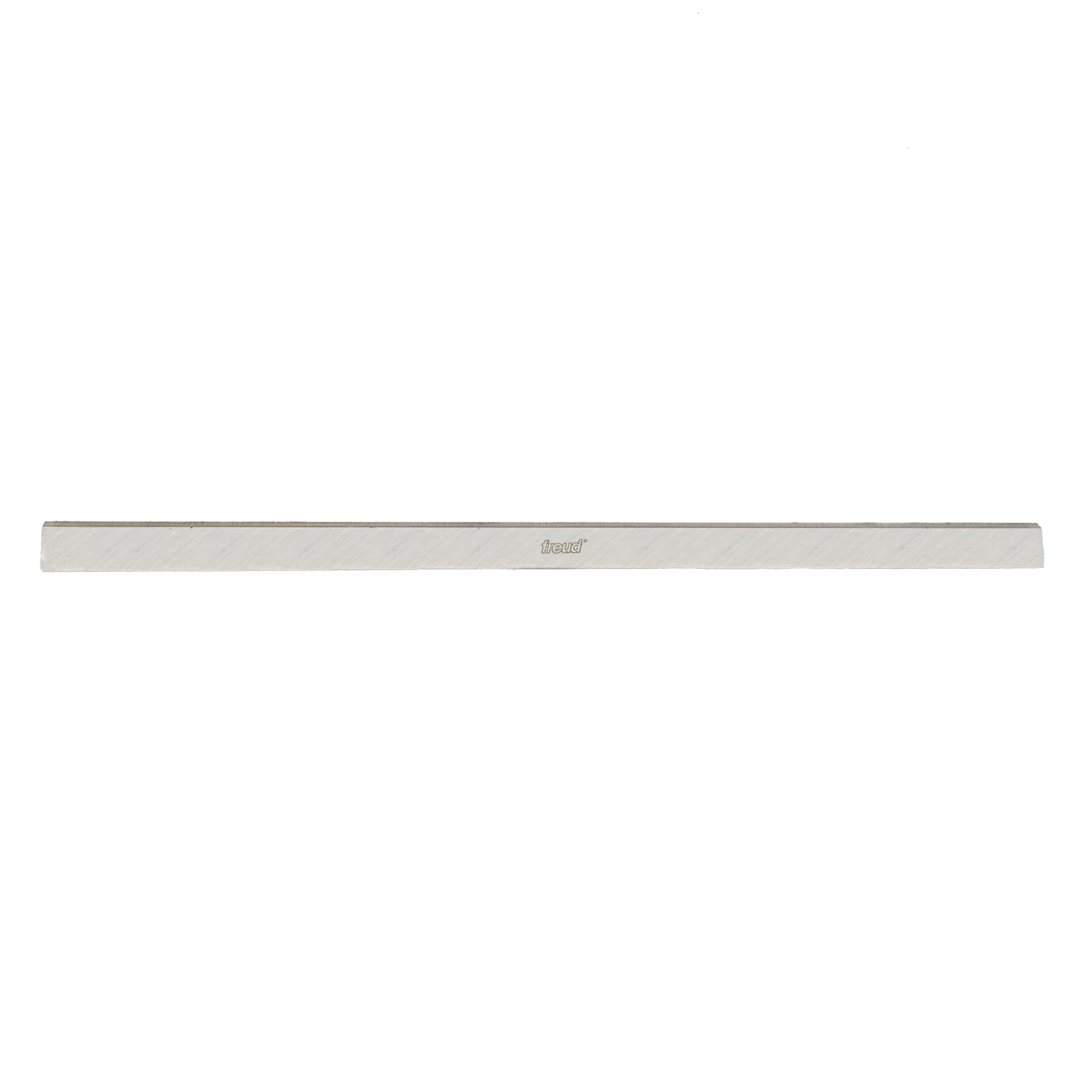 Long rectangular high speed steel planer and jointer knife blade with Freud branding.