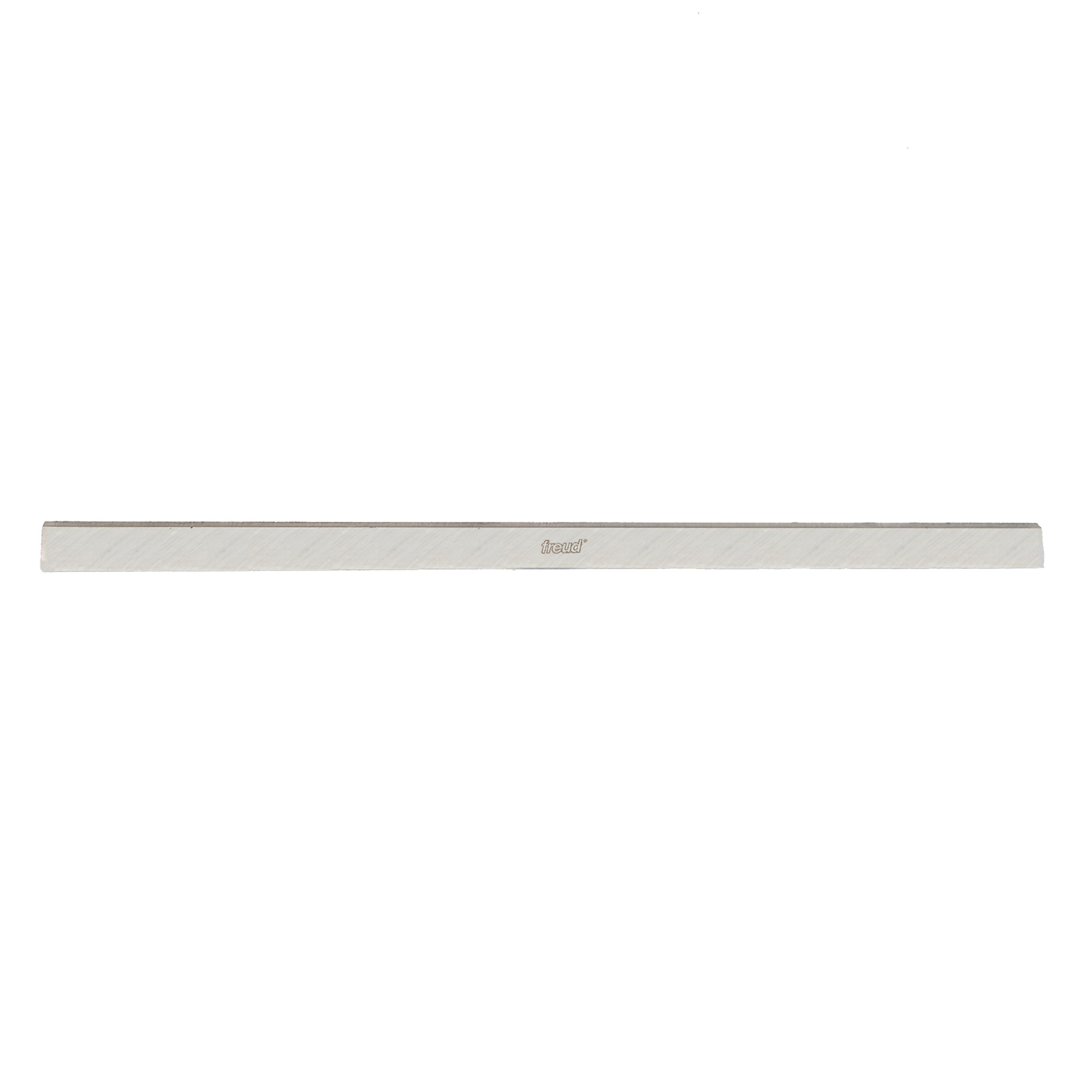 Long rectangular high speed steel planer and jointer knife blade with Freud branding.