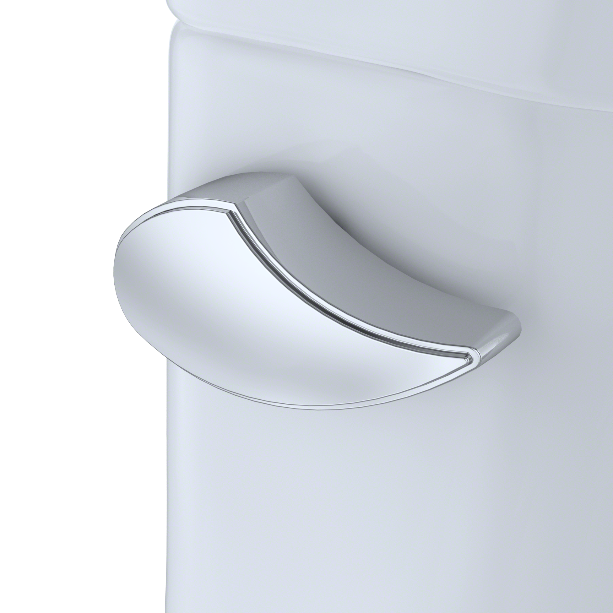 White elongated toilet with attached bidet seat featuring curved design and chrome trim.