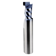3/8" diameter mortise compression bit with single flute, blue and silver cutting head, and cylindrical metal shank.
