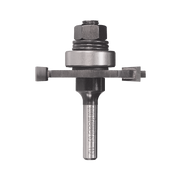 Depth slotting cutter set with multiple rectangular cutting blades mounted on central shaft with hex nut.