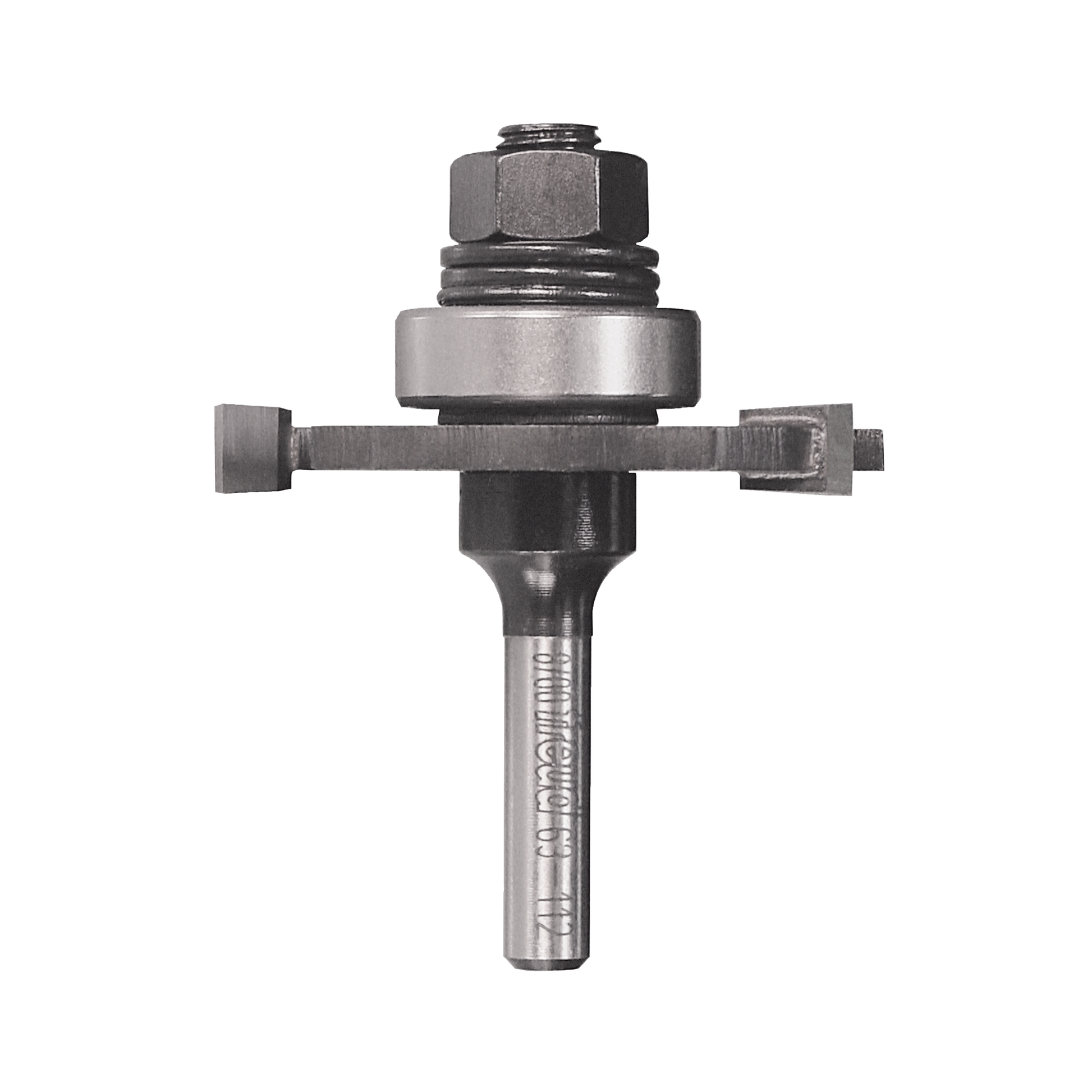 Depth slotting cutter set with multiple rectangular cutting blades mounted on central shaft with hex nut.