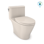 Sedona Beige elongated one-piece toilet with soft-close seat and integrated tank.