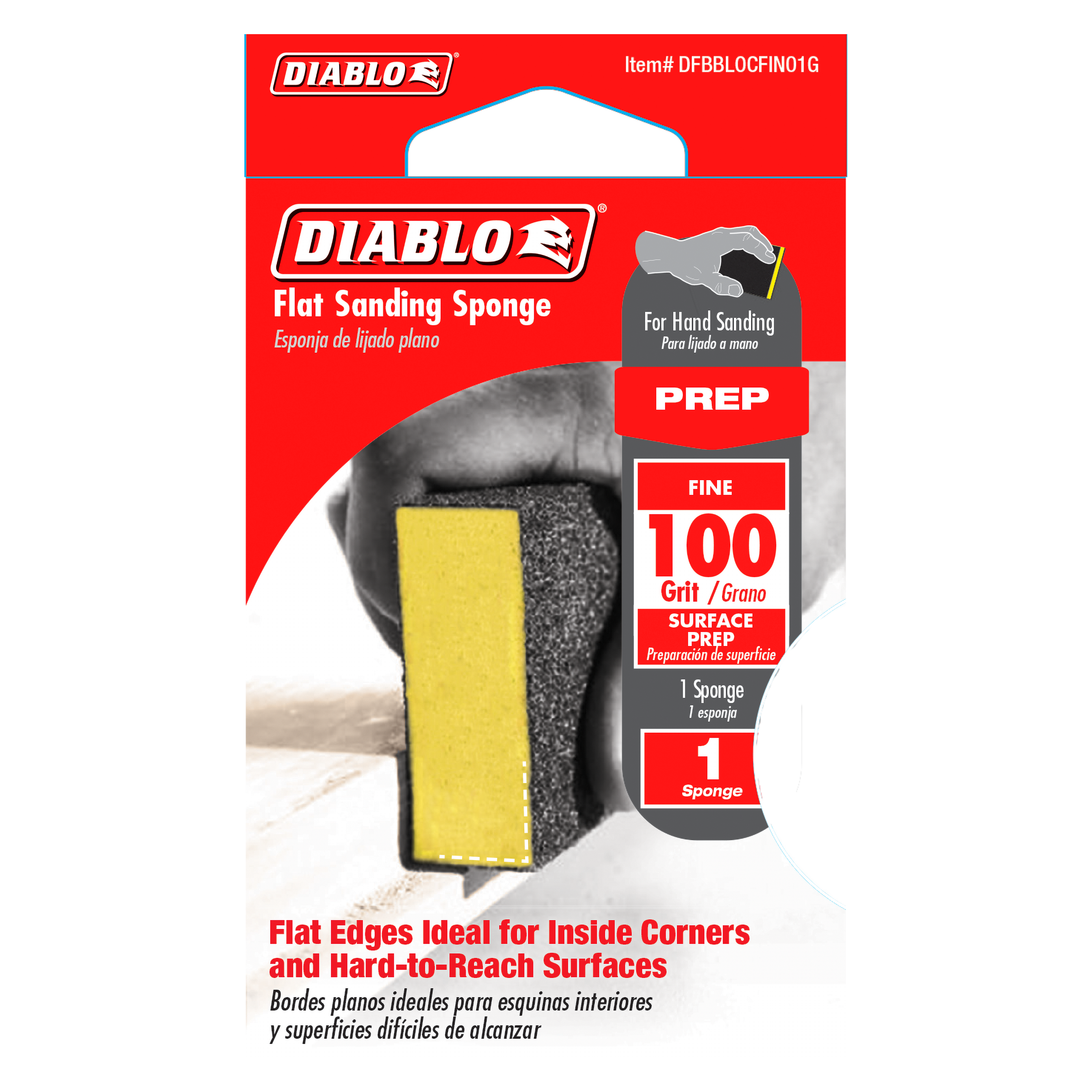 Diablo DFBBLOCFIN01G Flat 100-Grit (Fine) Sanding Sponge