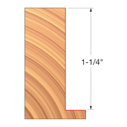 Straight edge cutter bit with curved flute pattern and 1-1/4" cutting height dimension marked.