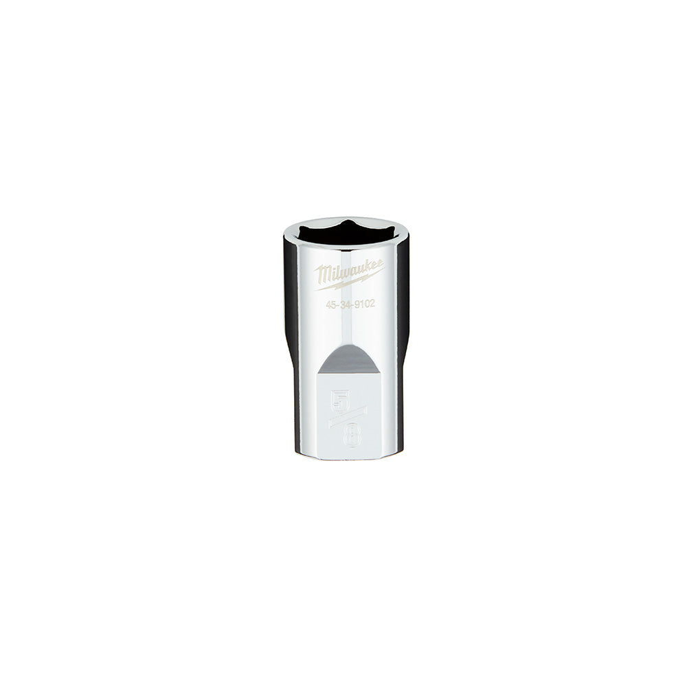 Milwaukee 1/2 in. drive 5/8" SAE 6-point socket with flat sides and 1/2 in. square drive.