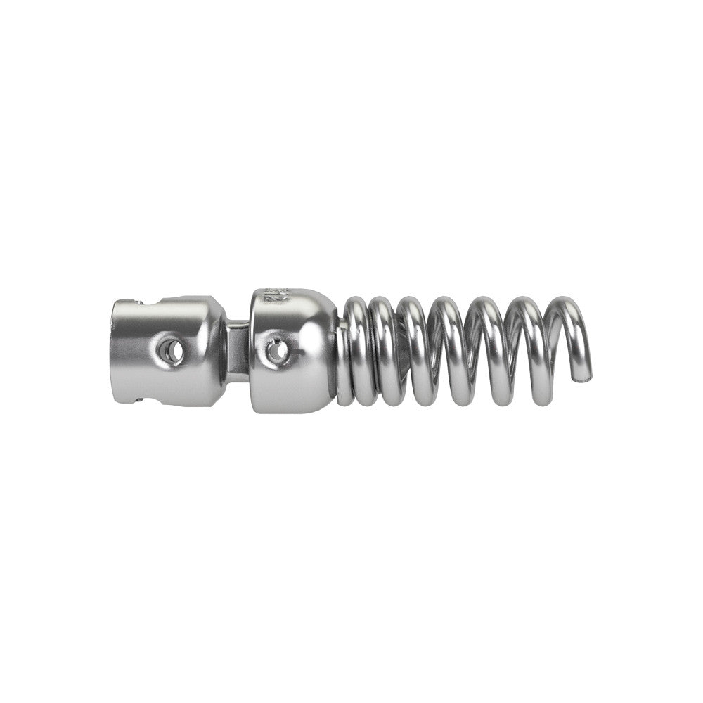 Metal auger cable section with two connector heads and spiral coil body.