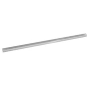 Satin stainless steel linear drain grate with perforated circle pattern, 96 inches long.