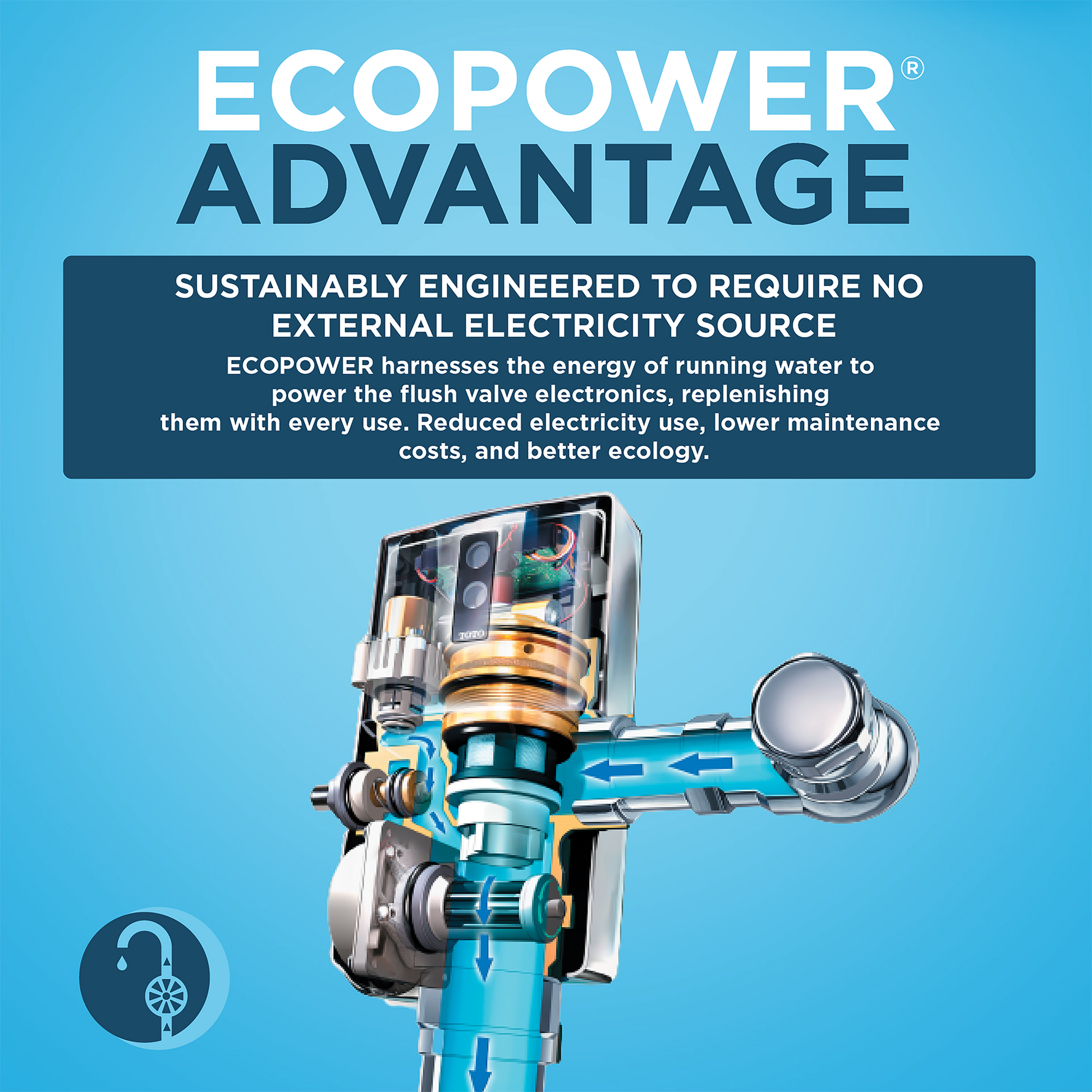 Toto Ecopower touchless flushometer valve assembly with polished chrome finish and internal mechanical components visible in 