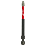 Milwaukee Shockwave Phillips #2 impact power bit with red shaft and black grip, 3-1/2 inches long.