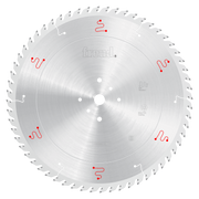 Freud 680mm circular saw blade with carbide teeth and central mounting hole for panel sizing on horizontal beam saws.