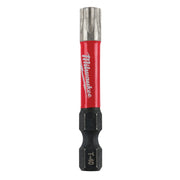 Milwaukee Shockwave Torx T40 impact power bit with red sleeve, black hex end, and gray fluted tip.
