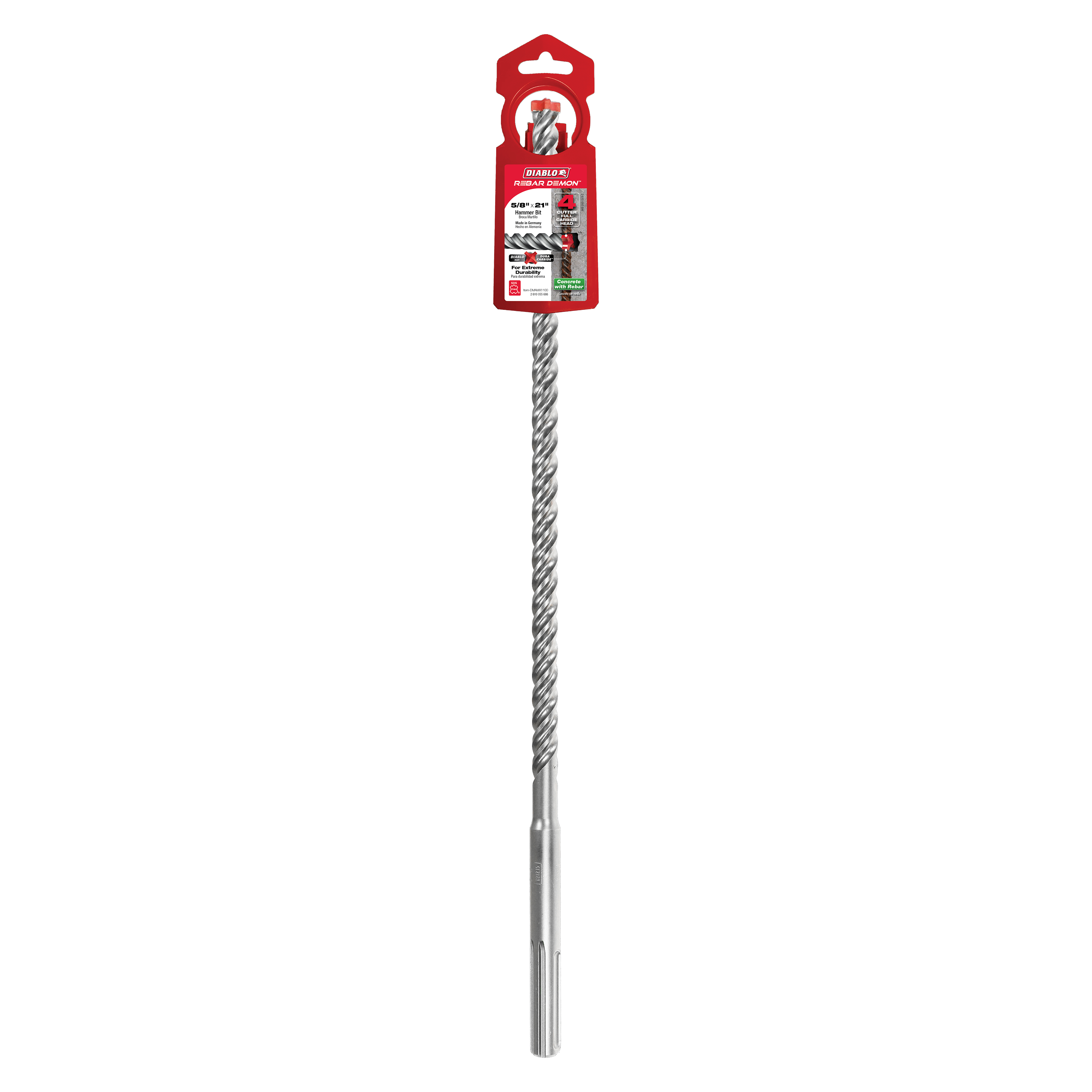 Diablo DMAMX1100 5/8 in. x 16 in. x 21 in. Rebar Demon SDS-Max 4-Cutter Full Carbide Head Hammer Drill Bit