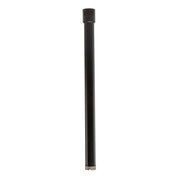 Black cylindrical diamond core bit with segmented diamond-coated tip and hexagonal connection end.