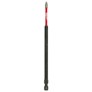 Long Phillips #1 impact driver bit with red stripe, black shaft, and gray tip.