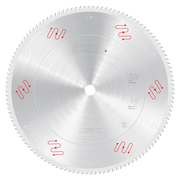 Freud 500mm circular saw blade with fine teeth and red vibration reduction markings around the perimeter.