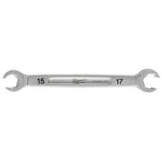 Metal double-end flare nut wrench with 15mm and 17mm openings, model number 45-96-8353.