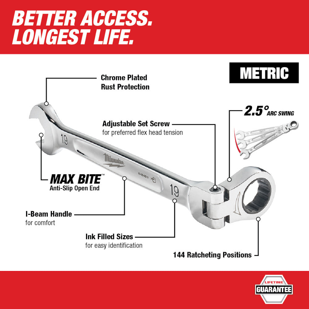 Milwaukee 45-96-9610 10mm Flex Head Ratcheting Combination Wrench