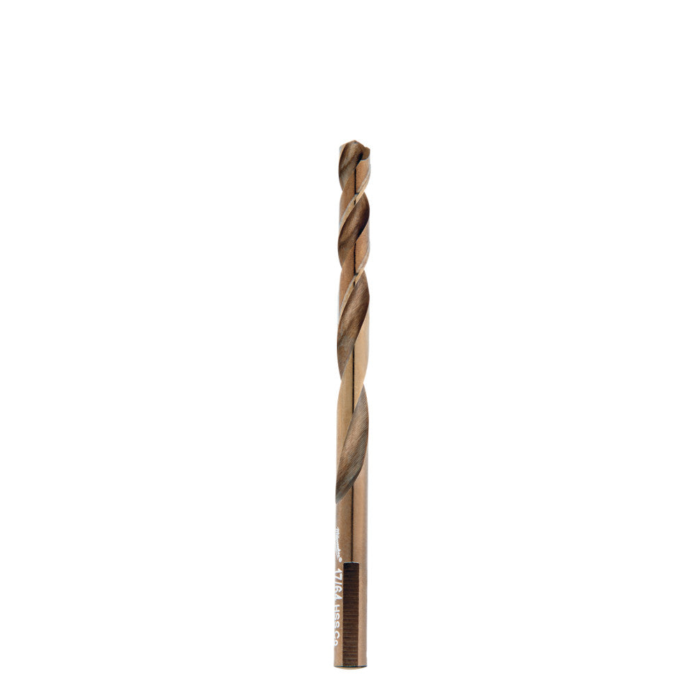 Milwaukee RED HELIX cobalt twist drill bit with fluted shaft and cylindrical shank, 17/64 inch diameter.