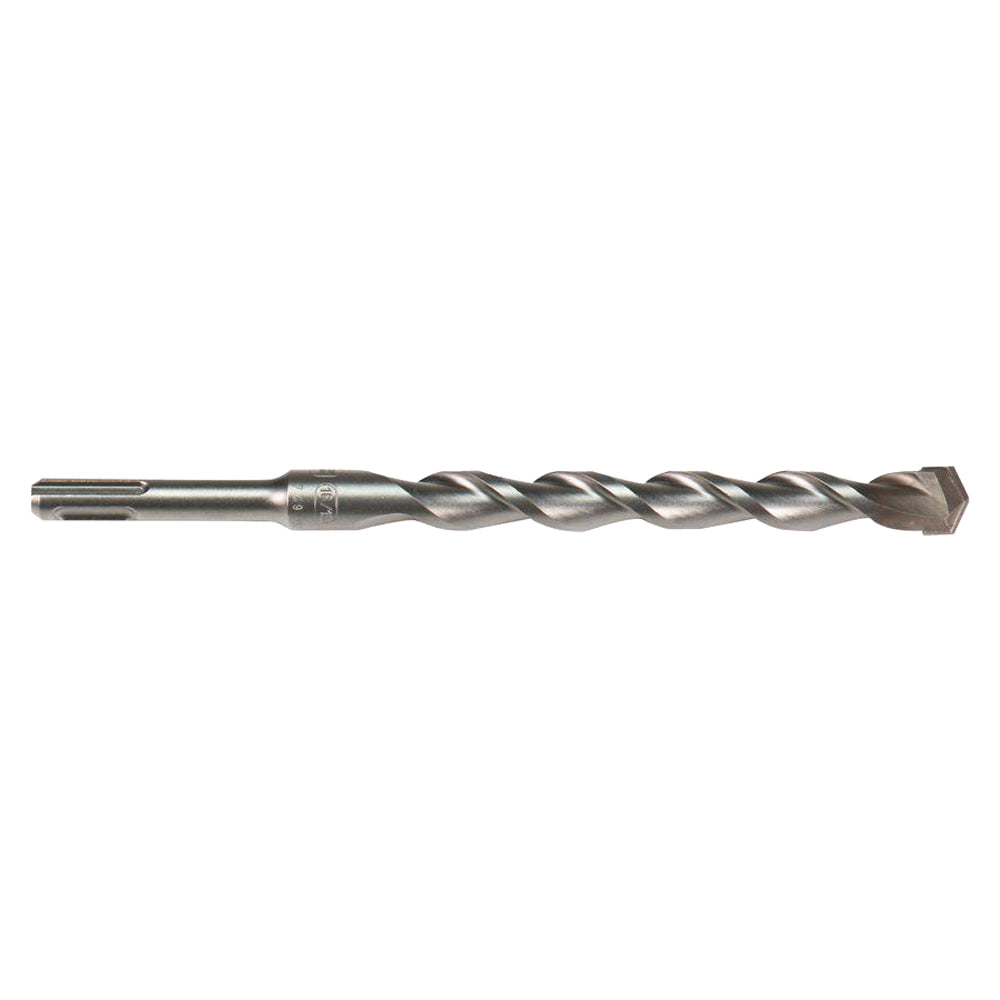 Milwaukee SDS-Plus rotary hammer drill bit with two-cutter design and cylindrical shank.