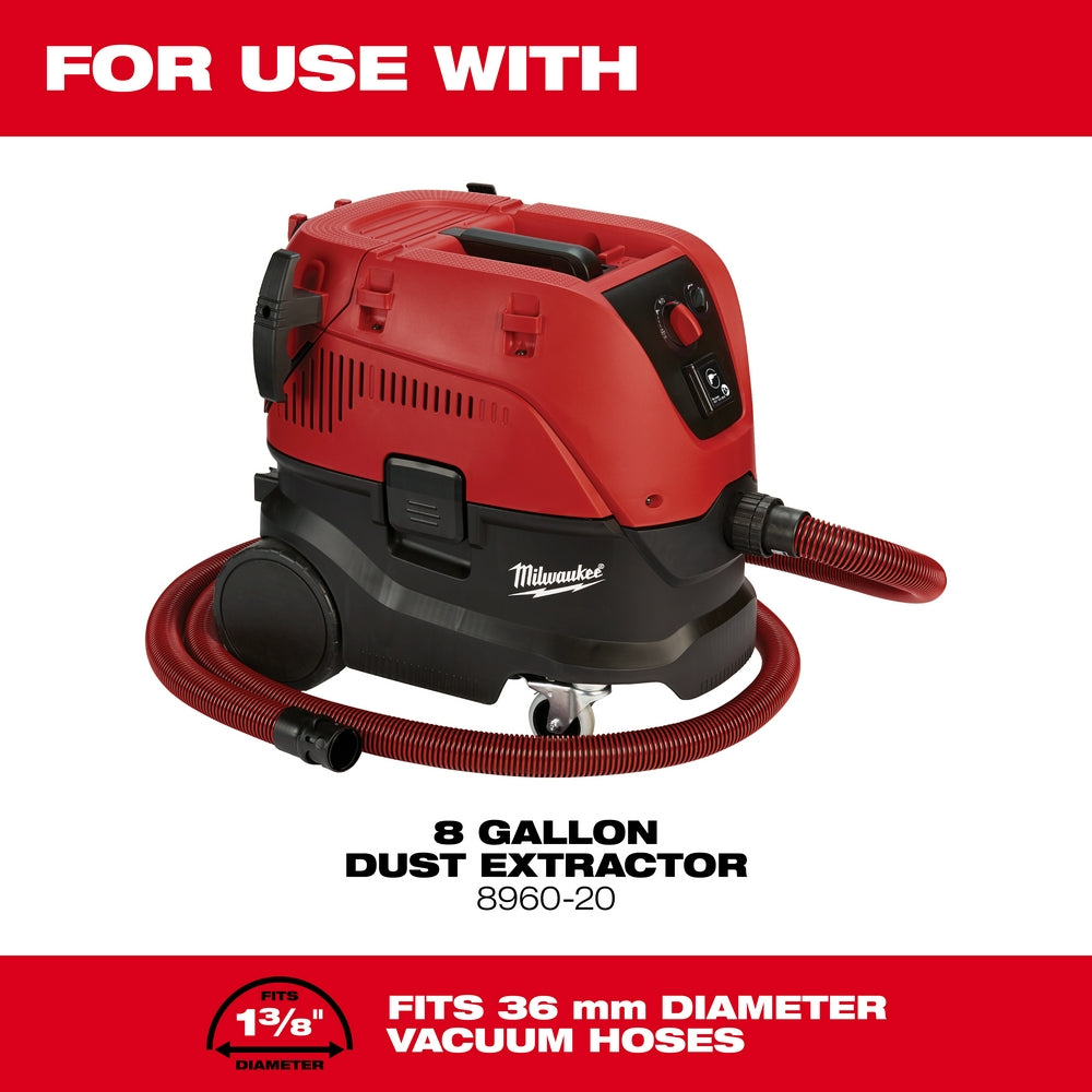Milwaukee hose clip adapter with 1 3/8" diameter connection for 36 mm vacuum hoses.