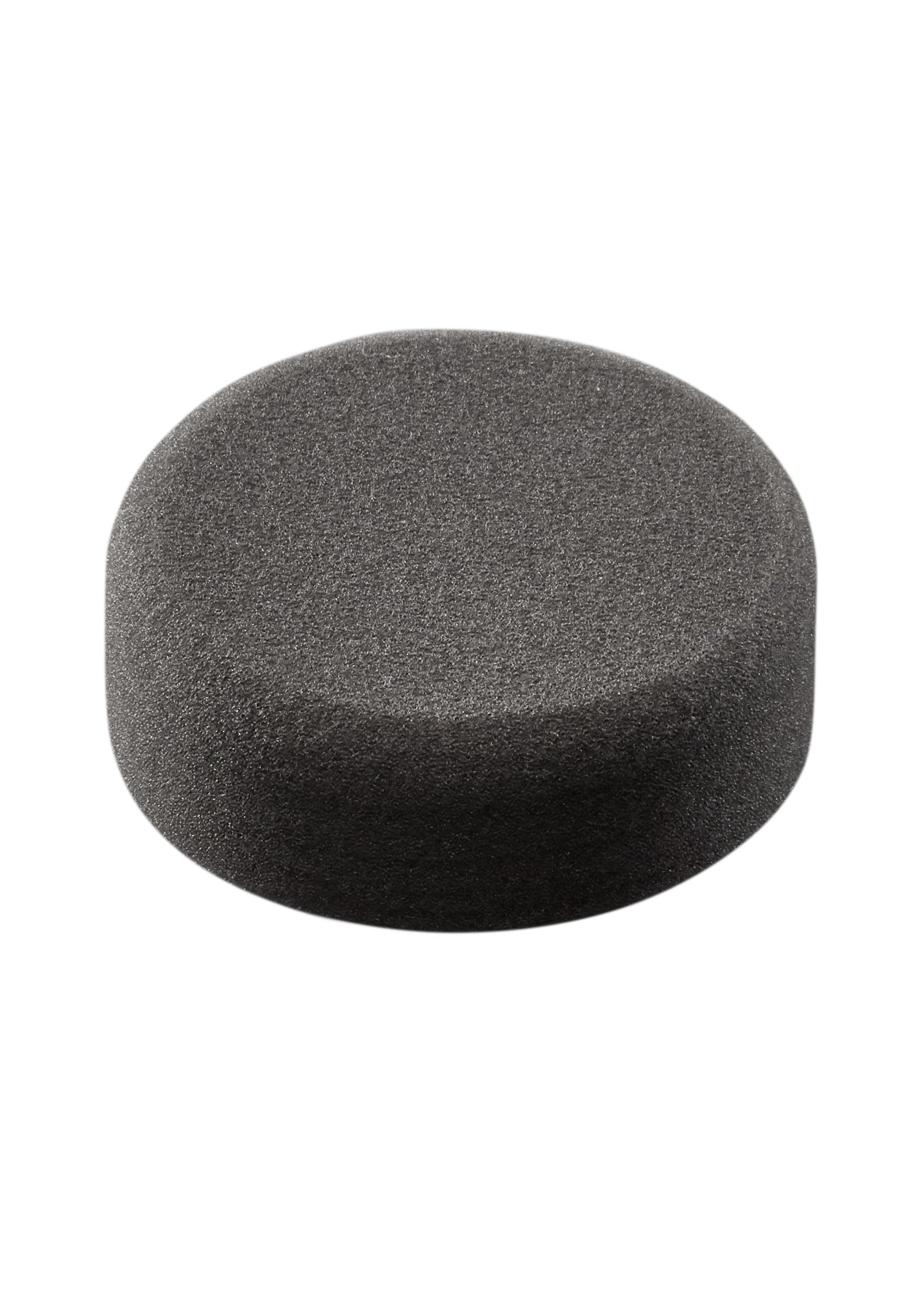 Black foam finishing pad with rounded dome shape and textured surface.