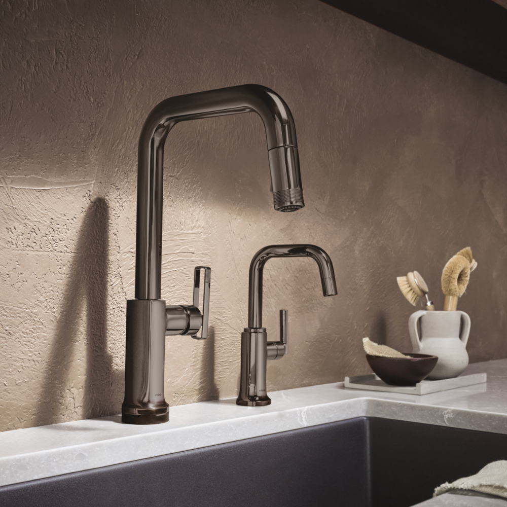 Brizo Kintsu Beverage Faucet with Square Spout in Lumicoat Black Onyx - 61307LF-C-BNX-L