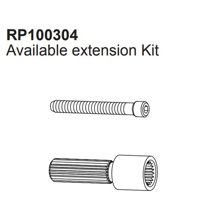 Brizo RP100304 stem extender with threaded screw and splined connector shaft.