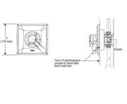 Delta Dryden Monitor 17 Series valve trim with square escutcheon plate and single control handle, shown front and side instal