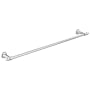 Chrome towel bar with two circular wall mounts, approximately 30 inches long.