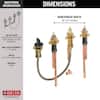 Brass two-handle bathroom faucet with flexible hose and detachable hand shower head.