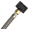 Chrome flexible hose with brass fitting and black square mount connector for shower installation.