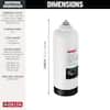 White cylindrical reverse osmosis filter cartridge with black base and product labeling.