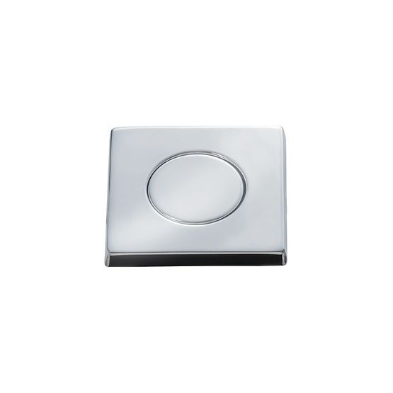 Square chrome air switch push button with oval center and black base trim.