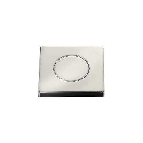 Square polished nickel air switch push button with oval button center and black base trim.
