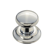 Polished nickel decorative air switch push button with rounded dome top and wide base collar.